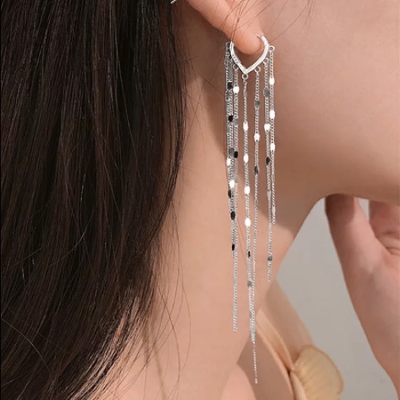 Jewelry - Sterling silver earrings long tassel earrings
